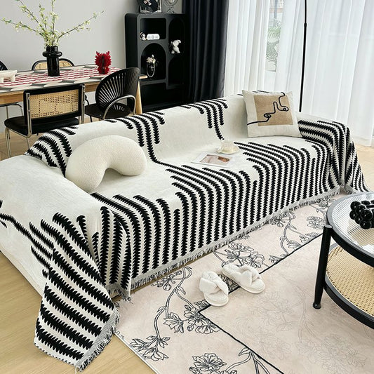 Full Sofa Cover  Throw Couch Slipcover  with Tassel Loveseat Chenille Couch Protector Fot Dog