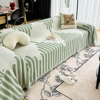 Full Sofa Cover  Throw Couch Slipcover  with Tassel Loveseat Chenille Couch Protector Fot Dog