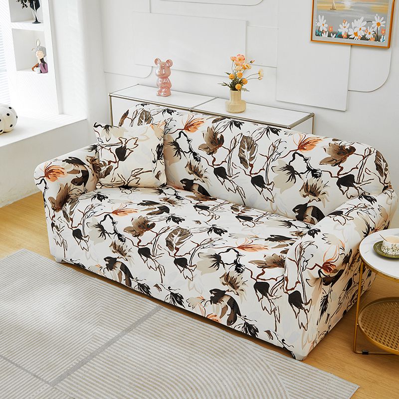 Beige  Sofa Cover Printed Sofa Protector Pet Cat Resistant One Piece Slipcover